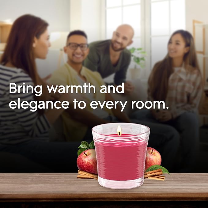 Glade 1-Wick Scented Candle Jar, Apple Cinnamon, Air Freshener Infused with Essential Oils, 4.08 Oz, 3 Count