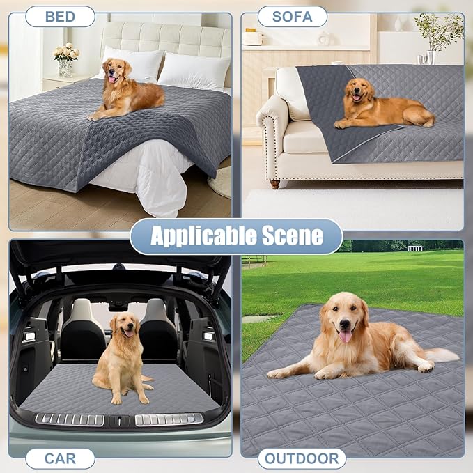 Smiry Waterproof Dog Bed Cover Pet Blanket, Soft Washable Dog Blanket for Furniture Bed Couch Sofa Reversible, Checkered (40"x80", Grey/Dark Grey)