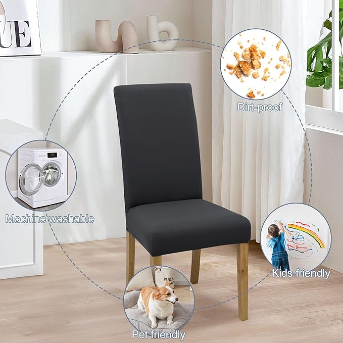 BIETYONE Chair Covers,Dining Room Chair Covers Set of 6,Stretch Kitchen Chair Cover,Washable Dining Chair Cover,Parsons Chair Slipcovers Protective,for Home,Restaurant,Banquet