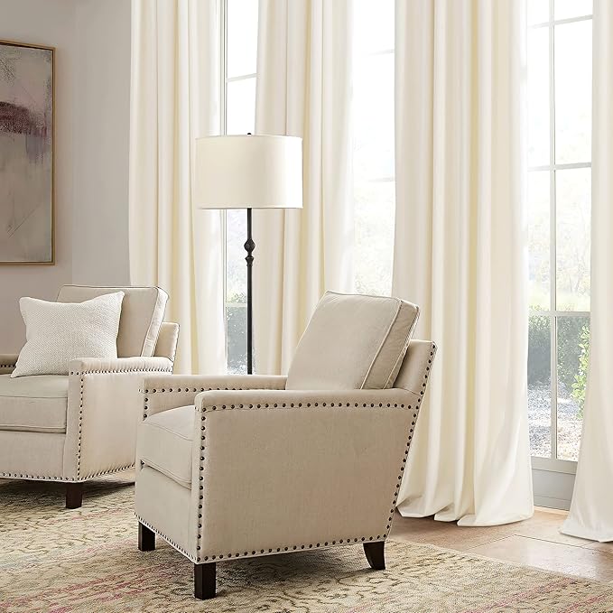 RYB HOME Ivory White Velvet Curtains 102 inches with Hook Belt, Soft Fabric Room Darkening Thermal Insulated Luxurious Home Decor Curtains for Living Room Bedroom, W 52" x L 102", 2 Panels Set
