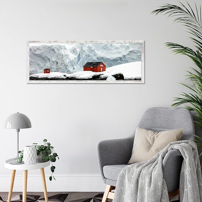 13x39 Puzzle Frame 2 Packs, Real Glass and Distressed White Wood Frame, Display Panoramic 13 x 39 Picture Frames - Horizontal or Vertical Wall Mounting