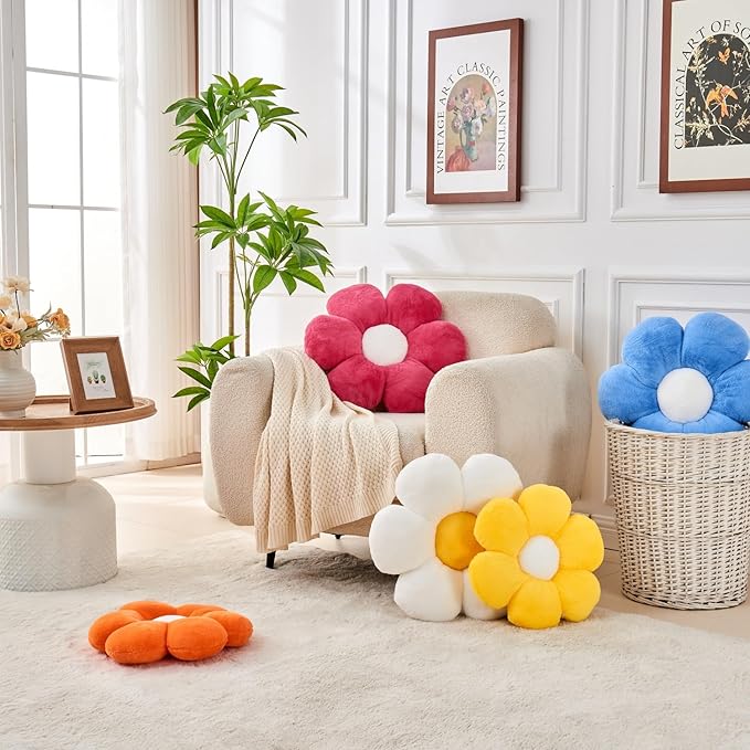 Green Flower Pillow,19.6In Floor Pillow Cushion Flower Shaped Throw Pillow Cute Seating Cushion Home Decorative Pillows for Sofa Couch Bed
