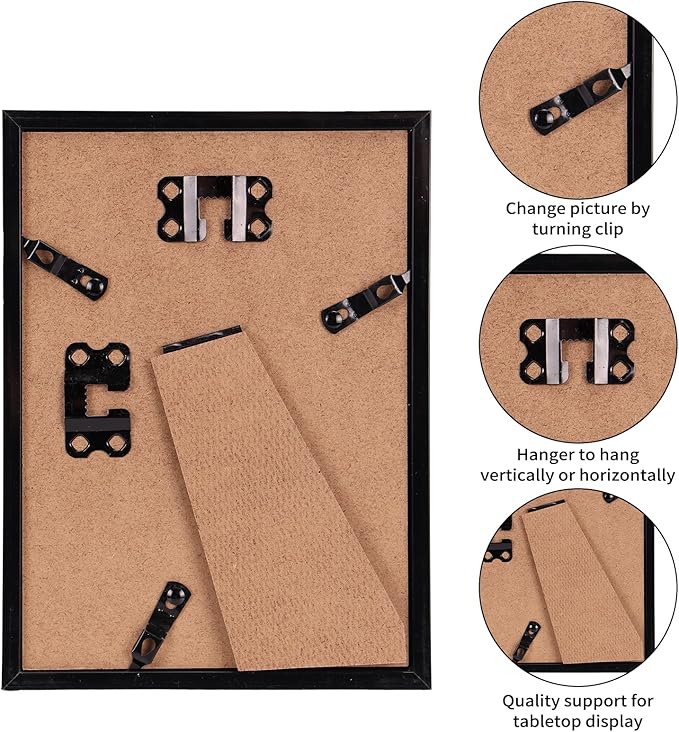 Giftgarden 16 Pack Black Picture Frames for Multi Sizes Photos, Assorted Set Including Two 11x14, Two 8x10, Six 5x7, Six 4x6, Gallery Collage Frame for Wall or Tabletop Display