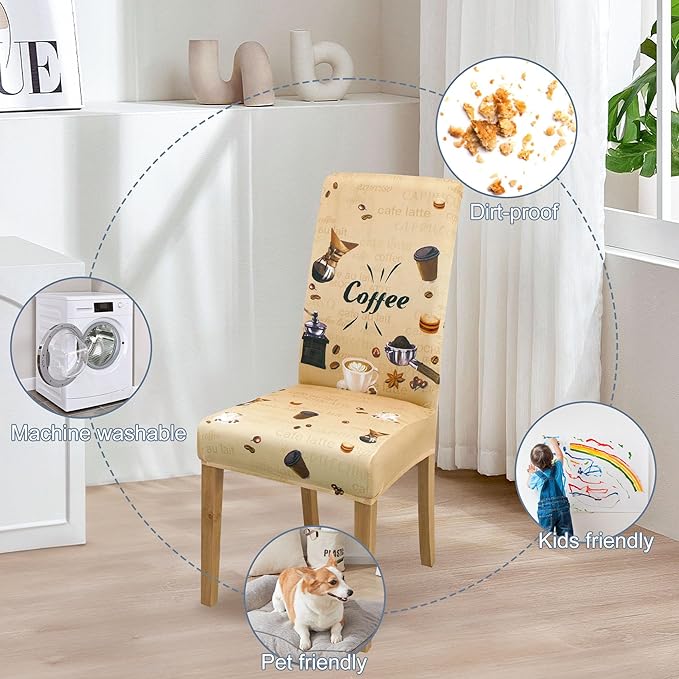 BIETYONE Chair Covers,Dining Room Chair Covers Set of 4,Stretch Kitchen Chair Cover,Washable Dining Chair Cover,Parsons Chair Slipcovers Protective,for Home,Restaurant,Banquet