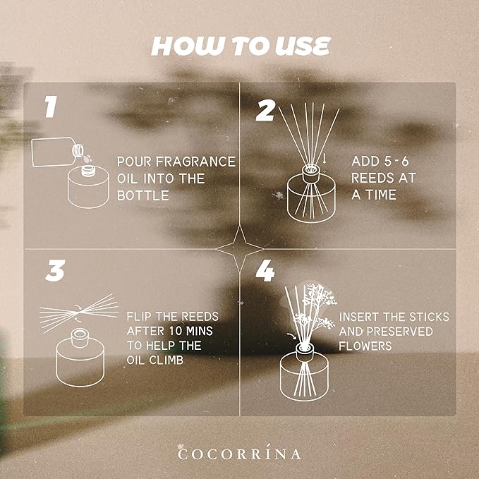 COCORR??NA Reed Diffuser Refill - Cashmere Vanilla 6.7 Fl.oz Reed Diffuser Refill with 8 Sticks