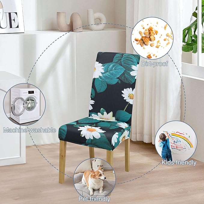 BIETYONE Chair Covers,Dining Room Chair Covers Set of 2,Stretch Kitchen Chair Cover,Washable Dining Chair Cover,Parsons Chair Slipcovers Protective,for Home,Restaurant,Banquet
