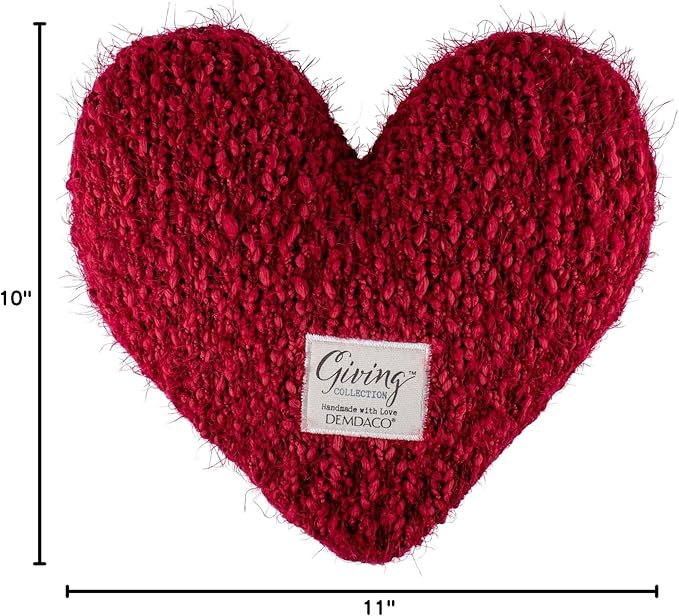 DEMDACO Giving Collection Cranberry Red Weighted Giving Heart - Weighted Heart Pillow for Bedding - Decorative Throw Pillow - Meaningful Gift Idea - Handmade - Luxurious, Soft & Cozy - 1.85 lbs