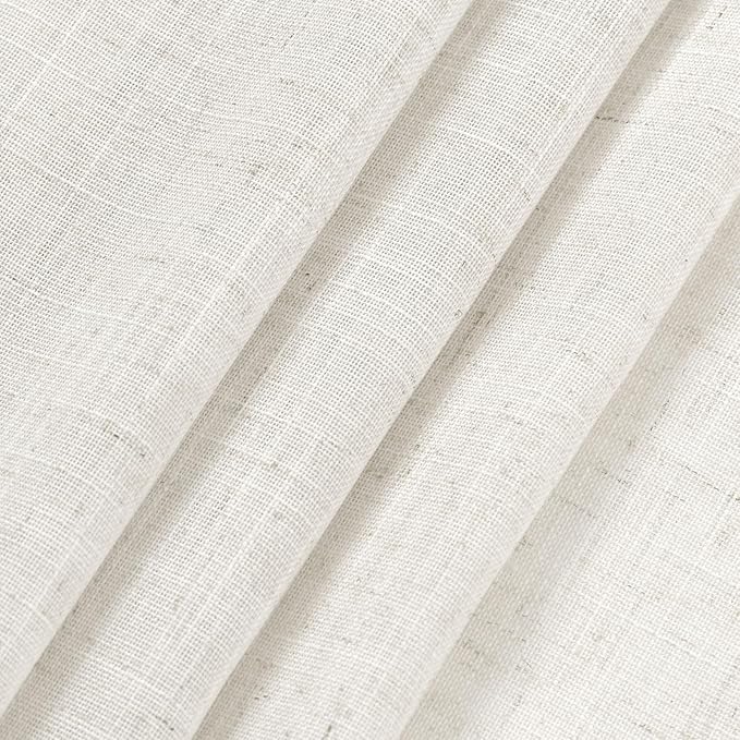 Beige White Curtains 63 Inches Long 2 Panel Sets for Living Room Bedroom Light Filtering Linen Drapes for Kitchen Windows Rod Pocket Back Tab Short See Through Curtain Home Decor 52x63