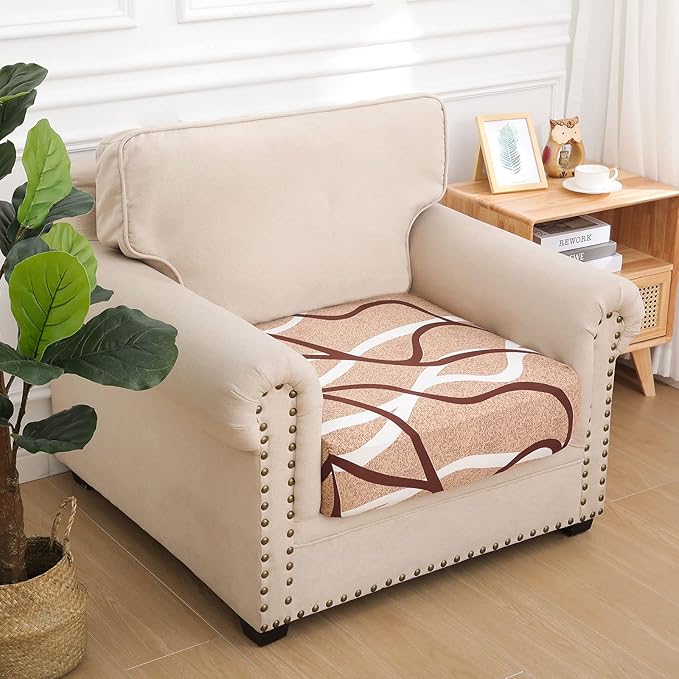 hyha Printed Couch Cushion Covers, Floral Sofa Covers Washable for Cushion Couch, Stretch Pattern Outdoor Cushion Covers for Patio Furniture with Elastic Bottom(Small, Sand Wavy)