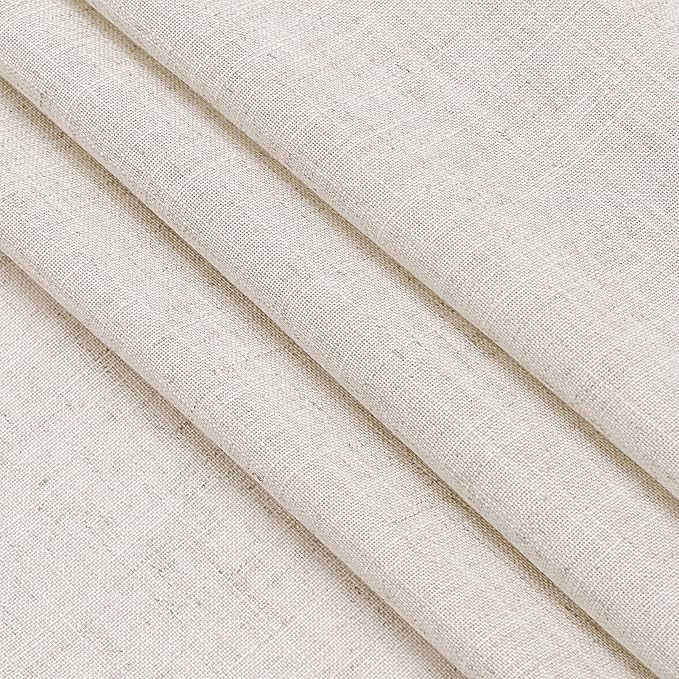 Beige Kitchen Curtains 36 Inch Length Set 2 Panel Back Tab Pocket Semi Sheer Light Filtering Short Drapes Linen Modern Farmhouse Curtain Tiers for Cafe Bathroom Basement Small Window 52x36