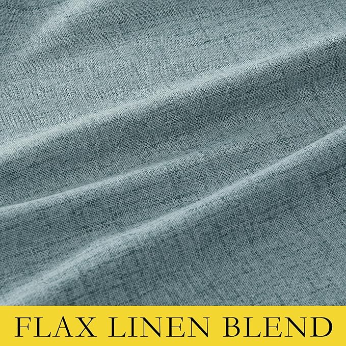 NICETOWN 100% Absolutely Blackout Linen Curtains with Thermal Insulated Liner, Skylark Blue, 42" Wide, 72" Length Energy Saving Curtains for Classroom 2 Panels Set, Vertical Blinds