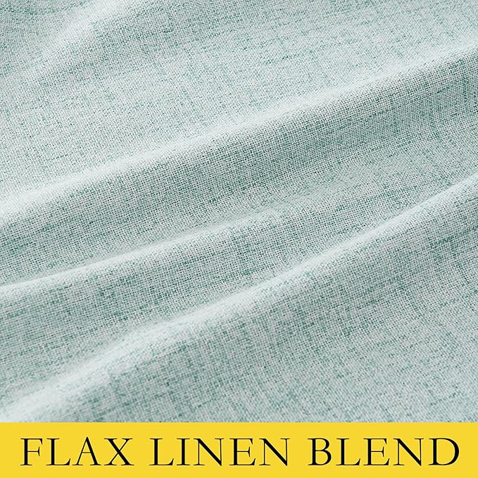 NICETOWN 100% Absolutely Blackout Linen Curtains with Thermal Insulated White Liner, Seafoam Green, 52" Wide, 95" Length Energy Saving Curtains for Living Room 2 Panels Set, Vertical Blinds