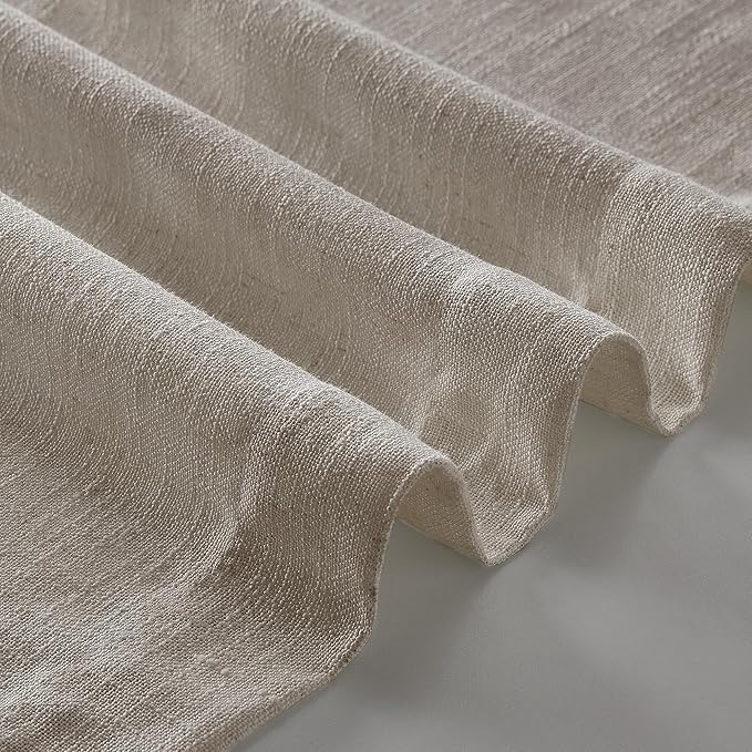 Burlywood Birch Pinch Pleated Linen Curtains 63 Inch Length 2 Panels for Living Room Bedroom Memory Trained Semi Sheer Short Pleat Drapes with Hooks Rings Back Tab Window Curtain Cabin Closet 40x63