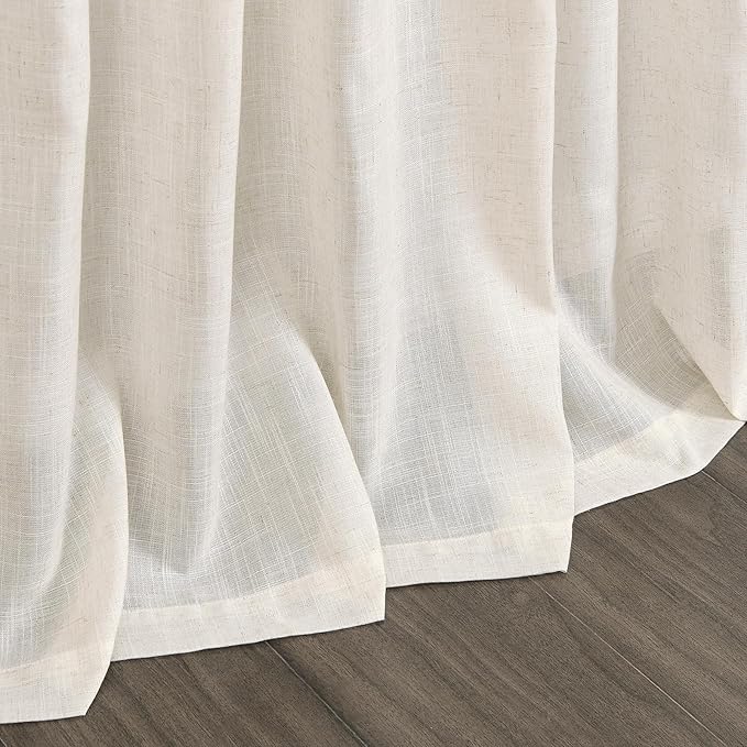 Nanspring Modern Linen Curtains 84 Inch Length 2 Panels Set for Living Room Light Filtering Semi Sheer Curtain Back Tab Neutral Luxury Modern Farmhouse Decor Linen Blend Drapes for Bedroom 52x84