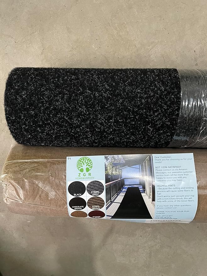 Runner Rug 2 ft x 16 ft Carpet Runners, Indoor Outdoor Hallway Entryway Bedroom Area Rugs with Non-Slip Rubber Backing, Garage mat, Black, Custom