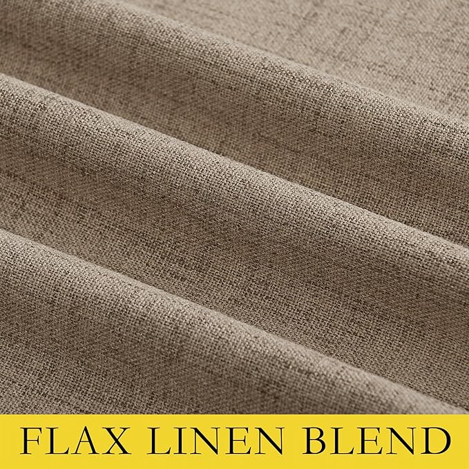 NICETOWN Burlap Vintage Open Linen Weave Flax Thermal Curtains, 100% Blackout Curtains 84" Long for Dining Room, Soundproof Window Treatment Drapes for Dining Room, 62" Wide Per Panel, Set of 2