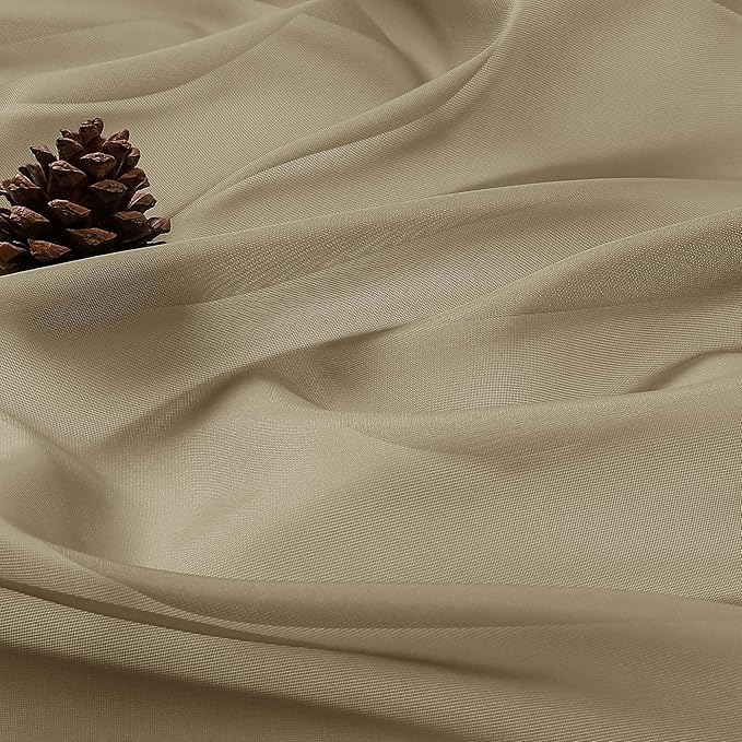 OWENIE Sheer Curtains 84 Inches Long 2 Panels Set, Sheer Taupe Curtains for Living Room Bedroom 59 Inch Extra Wide, Modern Voile Filmy Rod Pocket Drapes, 2 Pcs, Each 59 W x 84L, Taupe