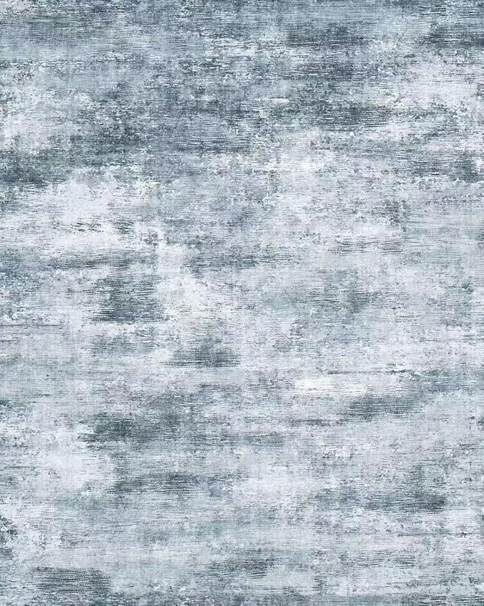 10x14 Area Rug Living Room – Washable Large Neutral Modern Abstract Soft Low Pile Non-Slip Thin Carpet for Bedroom, Dining Room, Home Office (Misty Blue Gray)