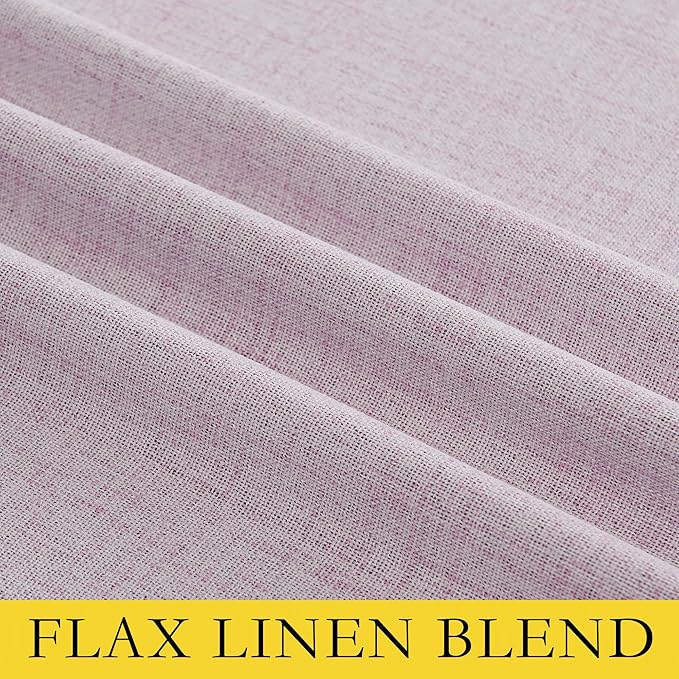 NICETOWN Pink Vintage Linen 100% Blackout Curtains for Living Room, Thermal Insulated Curtains 84" Long, Noise Reducing Window Treatment Drapes for Hall Room, 42" Wide Per Panel, Set of 2