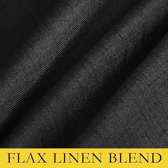 NICETOWN Vintage Open Linen Weave Flax Thermal Curtains, 100% Blackout Curtains 72" Long for Dining Room, Soundproof Window Treatment Drapes for Hall Room, Black, 42" Wide Per Panel, Set of 2