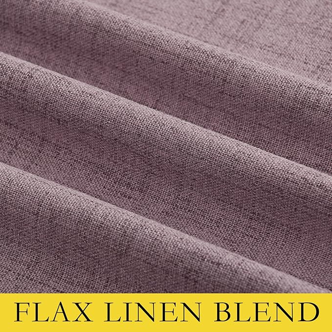 NICETOWN Chaise Mauve Vintage Linen 100% Blackout Curtains for Classroom, Thermal Insulated Curtains 72" Long, Noise Reducing Window Treatment Drapes for Gym Room, 42" Wide Per Panel, Set of 2