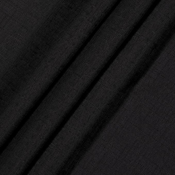 Eclipse Kendall Textured Blackout Thermal Rod Pocket Window Curtain, Insulating & Noise Reducing Curtains for Bedroom or Living Room (1 Panel), 84 in Long x 42 in Wide, Black