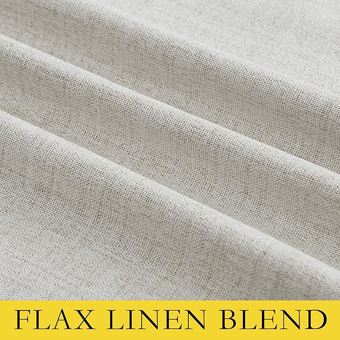 NICETOWN Snowbound Vintage Linen 100% Blackout Curtains for Living Room, Thermal Insulated Curtains 120“ Long, Noise Reducing Window Treatment Drapes for Home Office, 62" Wide Per Panel, Set of 2