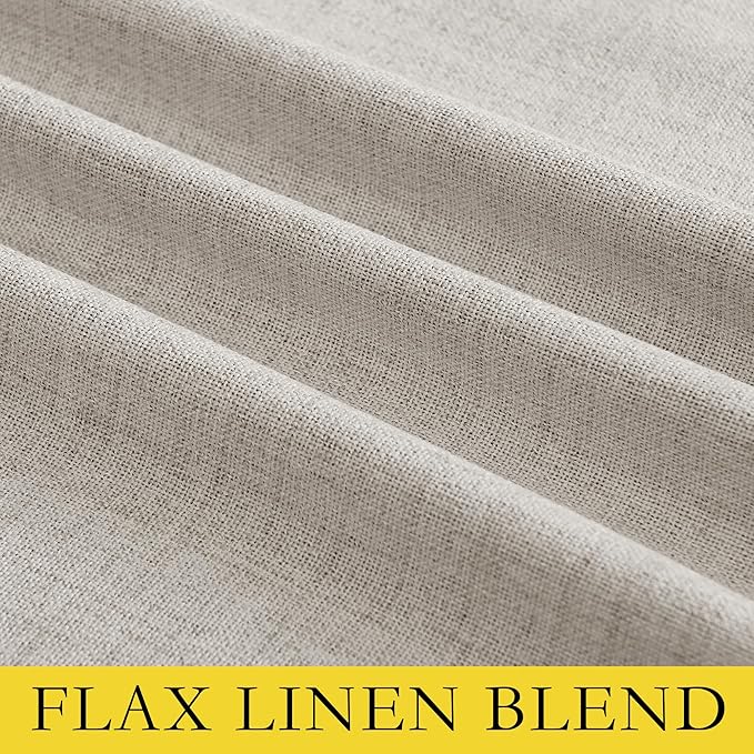 NICETOWN Brich Vintage Open Linen Weave Flax Thermal Curtains, 100% Blackout Curtains 95" Long for Dining Room, Soundproof Window Treatment Drapes for Bedroom, 52" Wide Per Panel, Set of 2