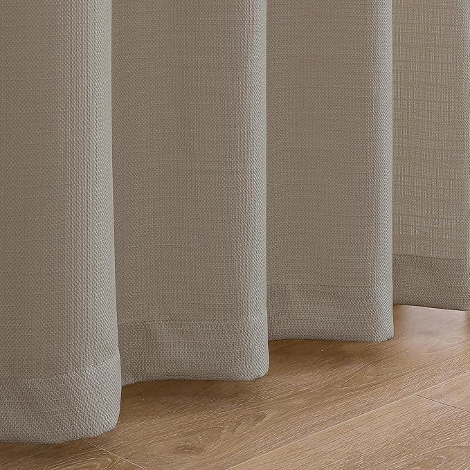 Chyhomenyc Stone Beige Curtains 72 Inch Length 2 Panels Set, Faux Linen Textured Semi Sheer Light Filtering Soft Airy Privacy Farmhouse Curtain Drapes for Living Room Bedroom, 40 Wx72 L Inches
