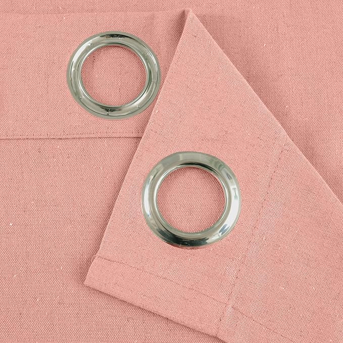 YoungsTex Linen Curtains for Living Room 72 Inches Length Light Filtering, Dusty Rose Textured Privacy Window Drapes with Grommet for Bedroom Spring Decor, 2 Panels, 52 X 72 Inch