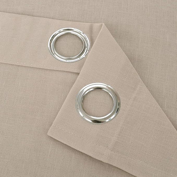 YoungsTex Tan Linen Semi Sheer Curtains 63 Inch Length for Living Room, Light Filtering Drapes with Grommet Lightweight for Bedroom Farmhouse, 2 Panels, 52 X 63 Inch