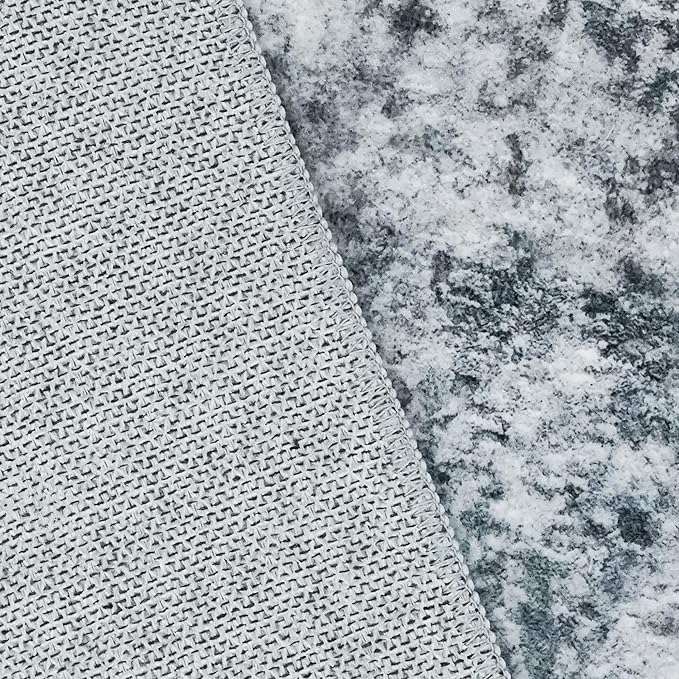RUUGME Abstract Area Rug 9x12 - Large Machine Washable Rugs for Living Room Non-Slip Low Pile Carpets for Bedroom Ultra Thin Stain Resistant Rome Decor Floor Mat for Dining Room 9x12 Grey Black White