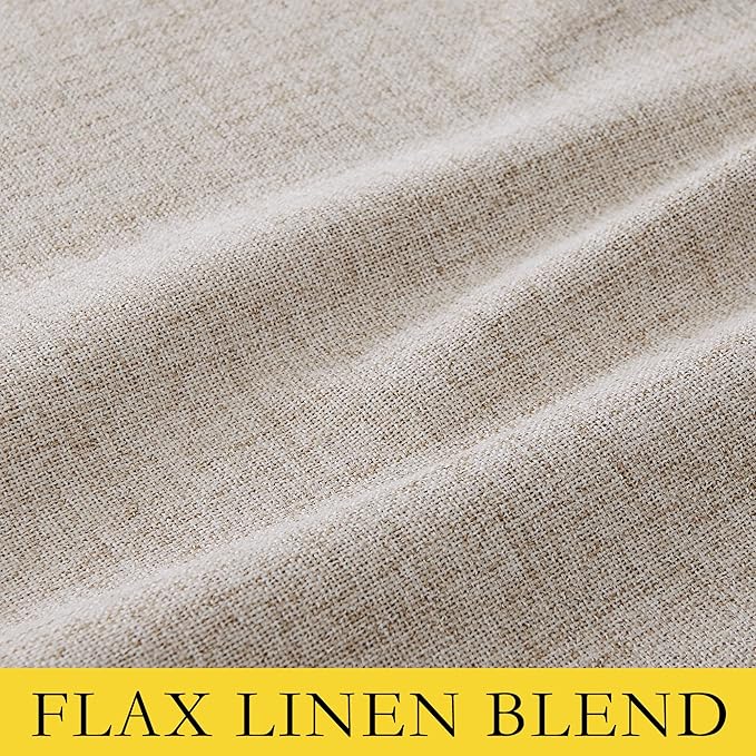 NICETOWN Oatmeal Vintage Open Linen Weave Flax Thermal Curtains, 100% Blackout Curtains 72" Long for Dining Room, Soundproof Window Treatment Drapes for Gym Room, 42" Wide Per Panel, Set of 2