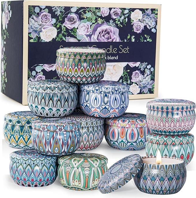 Scented Candles Gift Set, 12 Pack Aromatherapy Candles for Women, Candles for Home Scented, 300H Long Burning, Soy Wax Candle Set, Gifts for Mom Women SPA Birthday Anniversary Stocking Stuffers
