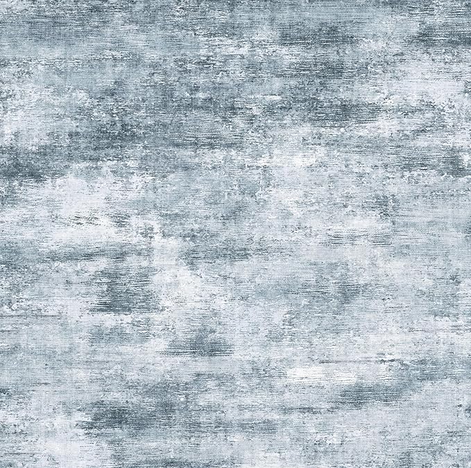 12x12ft Square Living Room Rug – Non-Slip Washable Extra Large Floor Carpet for Bedroom, Dining Room, Playroom Room – Modern Abstract Neutral Thin Low-Pile Big Indoor Rug (Misty Blue Gray)