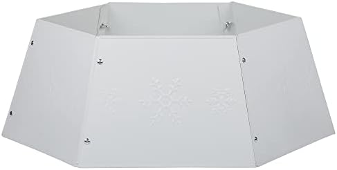 FORUP Metal Christmas Tree Ring, Christmas Tree Collar with Printed Snowflake, Christmas Tree Skirt Base Stand for Christmas Decorations (Cream White) - Image 7