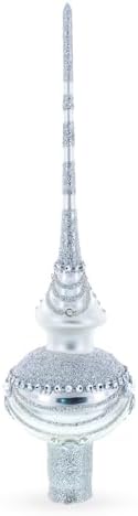 Dimensional White Jewels on White Glass Christmas Tree Topper 11 Inches - Image 2