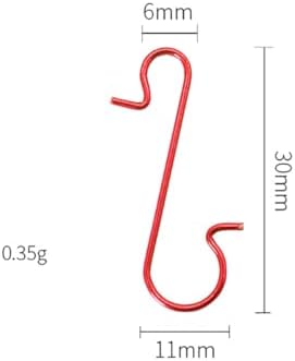 300 Pcs 3cm Christmas Ornament Hooks Christmas Tree Decoration Hangers Small Xmas Ball Hooks Mini Metal Wire Hanging Hooks S Shaped Hangers for Hanging Ornaments Charms Red - Image 2
