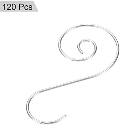 PATIKIL Christmas Ornaments Hooks 120 Pack S Shape Hooks Wire Metal Hanging for Christmas Party Tree Decorations, Silver Tone - Image 3