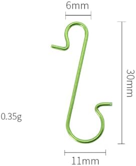 300 Pcs 3cm Christmas Ornament Hooks Christmas Tree Decoration Hangers Small Xmas Ball Hooks Mini Metal Wire Hanging Hooks S Shaped Hangers for Hanging Ornaments Charms Green - Image 2