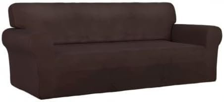 PureFit Super Stretch Sofa Slipcover ?€? Spandex Non Slip Soft Couch Sofa Cover, Washable Furniture Protector with Non Skid Foam and Elastic Bottom for Kids, Pets ???Sofa, Chocolate???