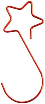 100 Pieces Star Shaped Christmas Ornament Hooks Christmas Tree Hangers Bauble Hooks Hanging Fasteners Made of Metal for Secure Hanging Suitable for Ho, Red - Image 2