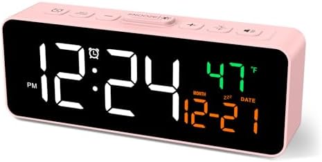 Netzu 3-in-1 Digital Clocks for Living Room, Small & Compact Alarm Clock | Temperature, Date & Time Display, 4 Birghtness, 3 Volumes, Plug-in, for Bedroom, Office by Netzu