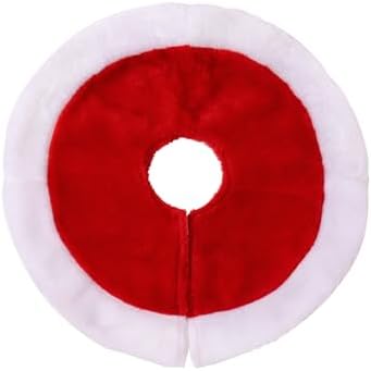 Small Christmas Tree Skirt, 11inch Red Plush Tree Skirt for Mini Christmas Tree Above the Fireplace, Table Candlestick Decorations, New Year Holiday Ornaments by MUYULIN