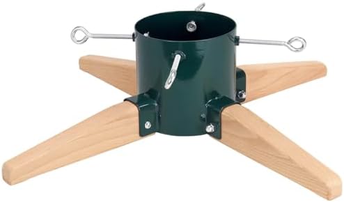 HarcoHome Christmas Tree Stand for Live Tree 8ft, Metal and Beech Hardwood Christmas Tree Holder with Spike for Fresh Tree, Tree Base for Real Tree, Arch Design, Seasonal Decor (Green) by HarcoHome