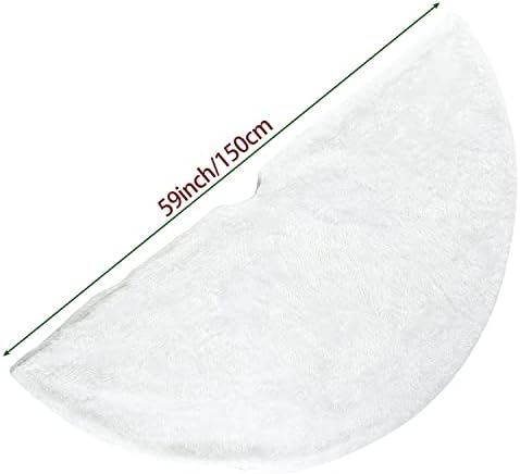Sattiyrch Faux Fur Christmas Tree Skirt 59",White Xmas Decorations for 10ft-12ft Christmas Tree (White, 59in) - Image 3