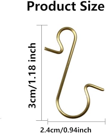 120PCS 1.18Inch S-Shaped Christmas Ornament Metal Hooks, Golden Bendable Hanging Hook for Christmas Tree Decoration, Party, Festival Activity, Holiday - Image 3