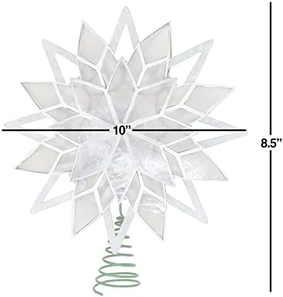 10-Light 8-Point White Glitter Capiz Star Tree Topper - Image 4