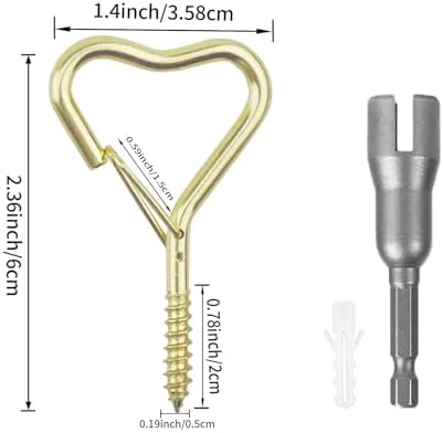 25 Pack Heart Shaped Screw Hooks for Hanging Plants, Ceiling Hooks - Image 2