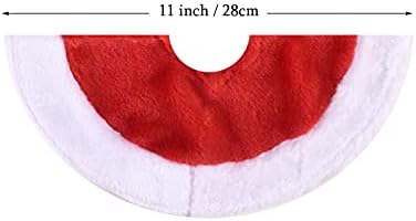 Small Christmas Tree Skirt, 11inch Red Plush Tree Skirt for Mini Christmas Tree Above the Fireplace, Table Candlestick Decorations, New Year Holiday Ornaments - Image 2